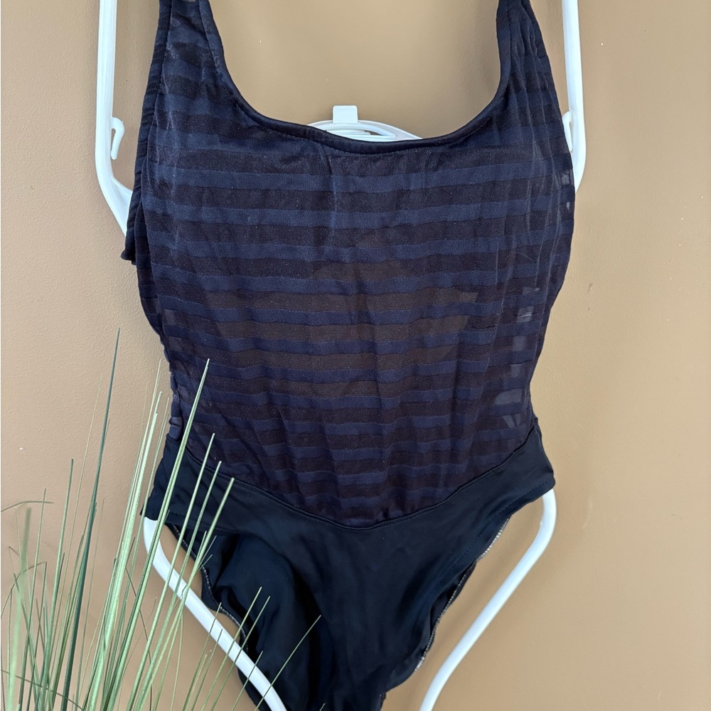 Striped Black One-Piece Swimsuit